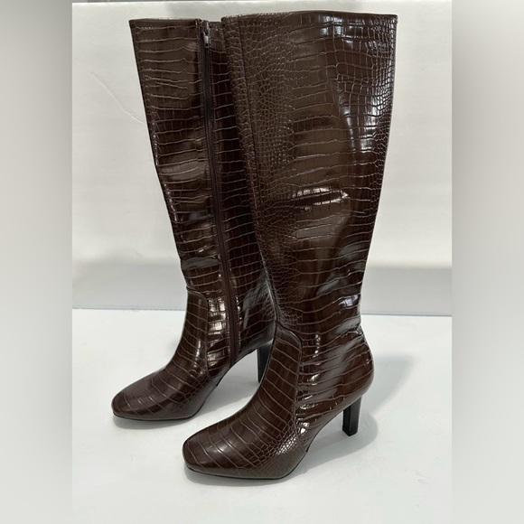 Alfani Womens DEIDRA Brown Tall Knee-High Boots Heels 5.5 Medium - Picture 3 of 6